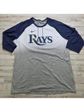 Tampa Bay Rays Shirt Nike Raglan Fade Out 3/4 Sleeve MLB Genuine Merch Men's XL